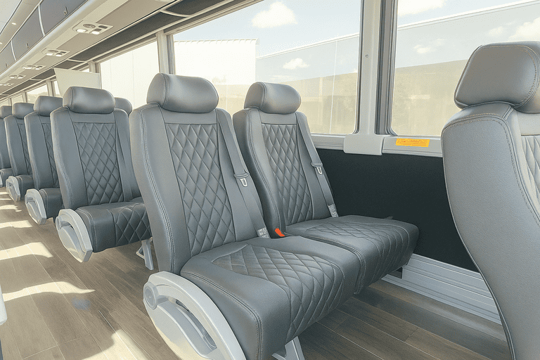 interior of Taylor Coach Bus Service charter bus