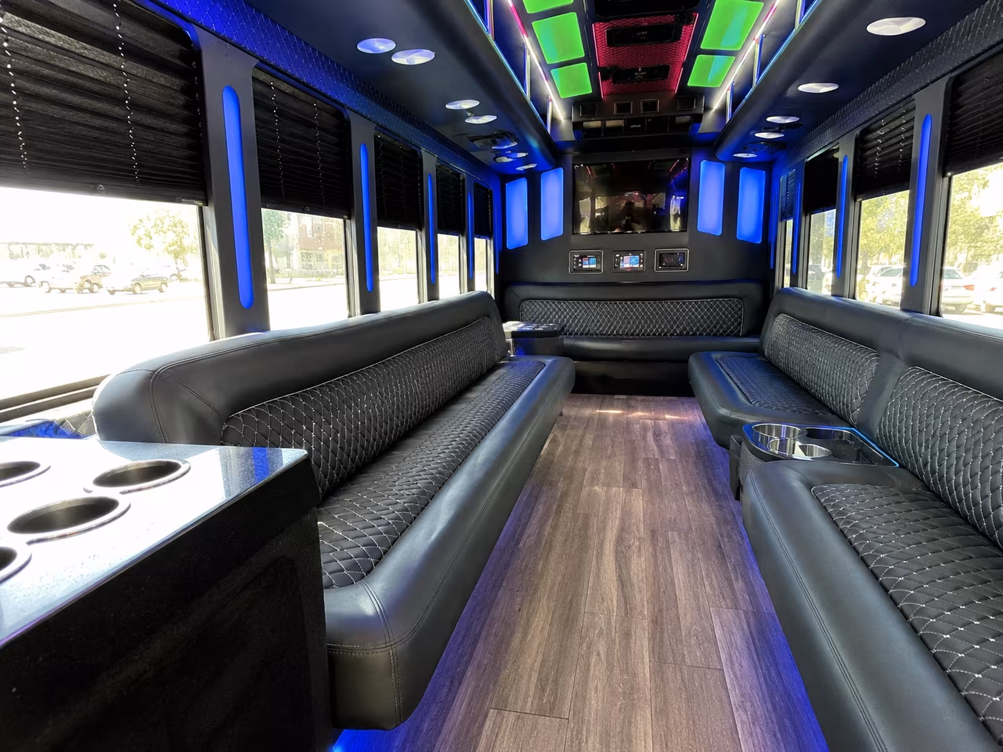 taylor 15 passenger party bus inside