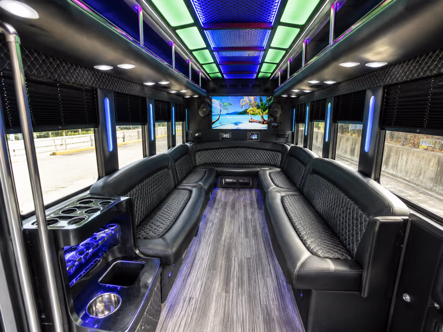 taylor 18 passenger party bus inside