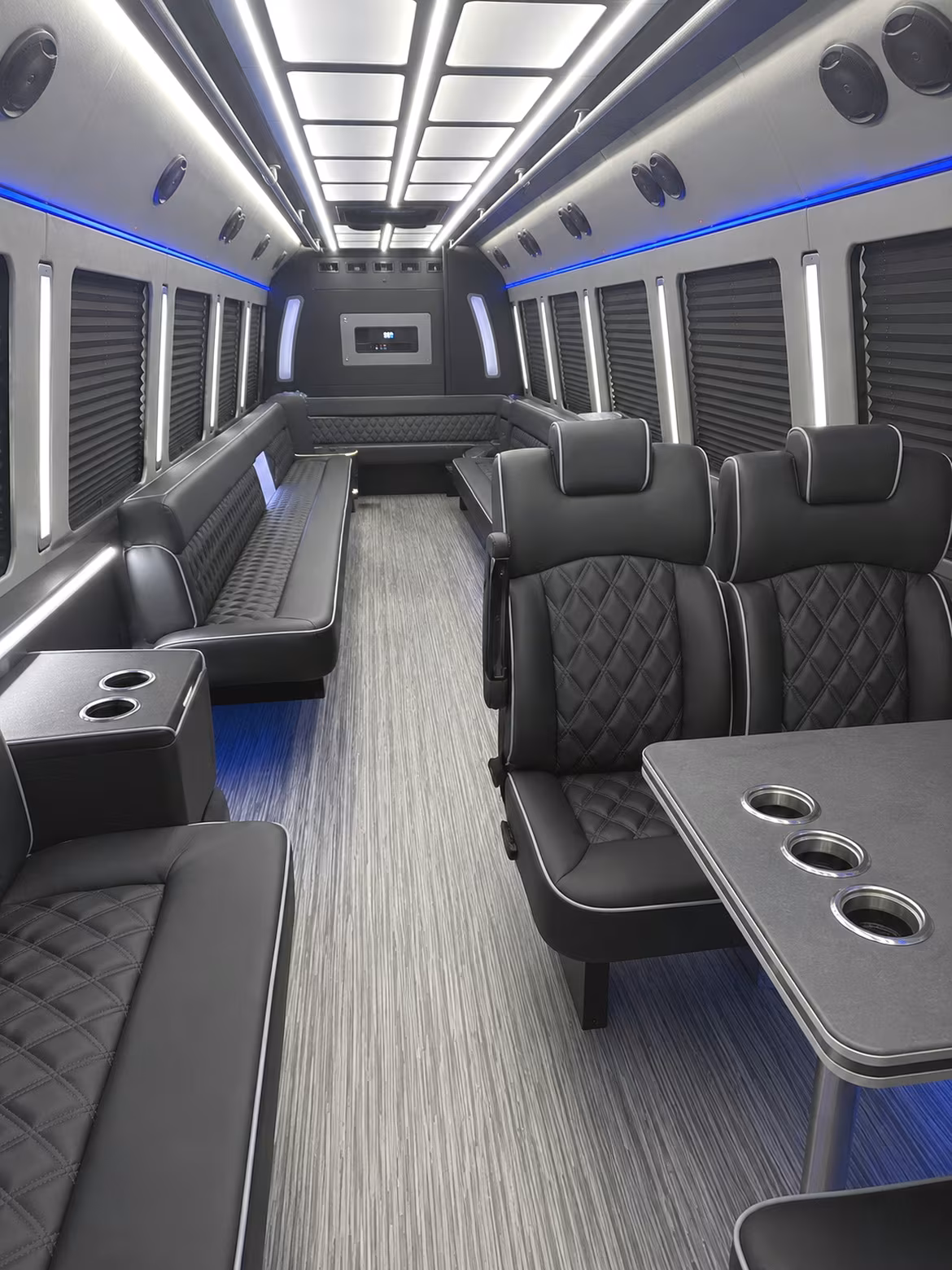 taylor 25 passenger party bus inside