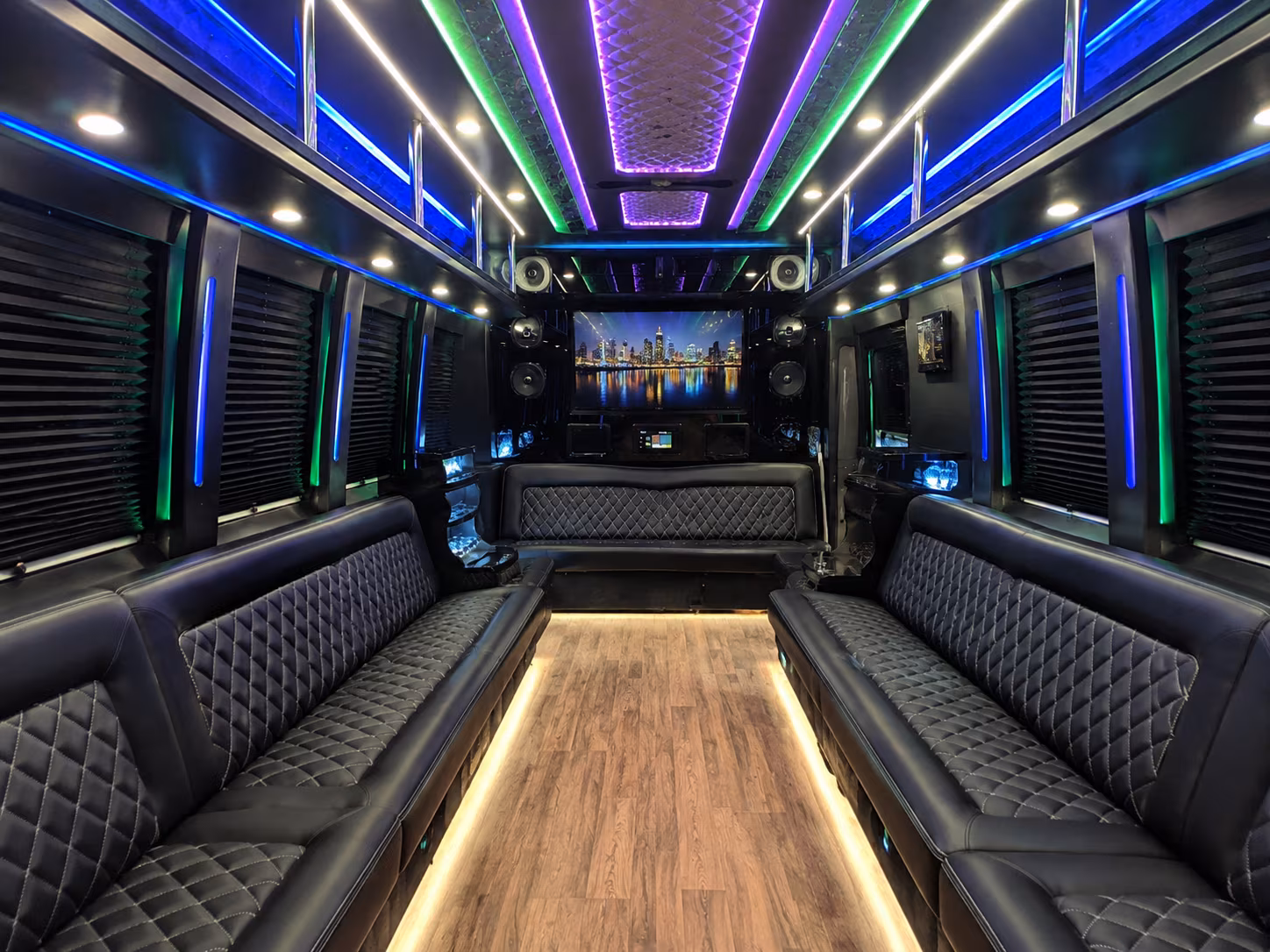 taylor 25 passenger party bus interior