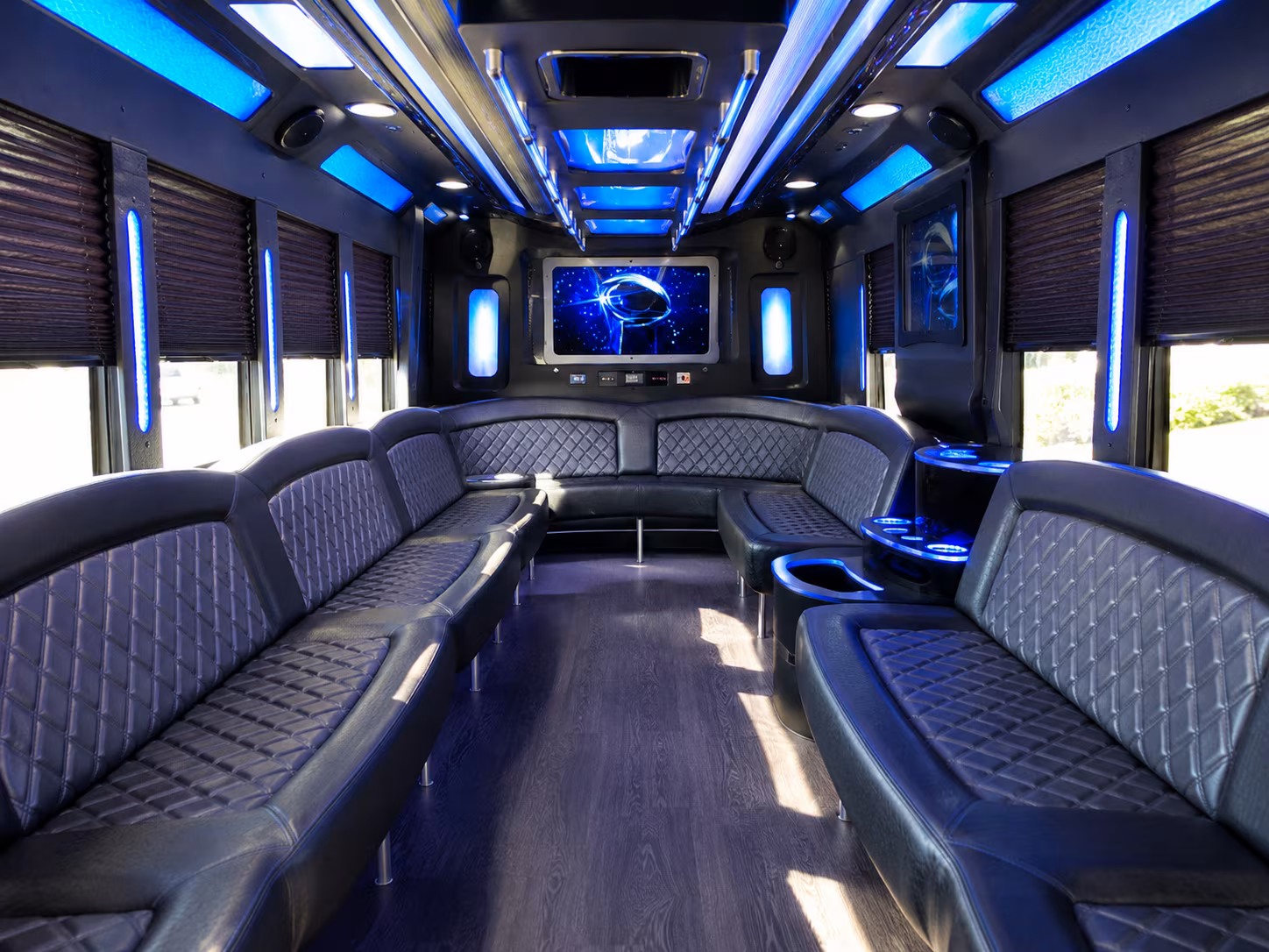 taylor 28 passenger party bus inside