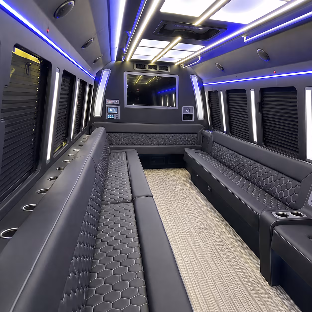 taylor 40 passenger party bus inside