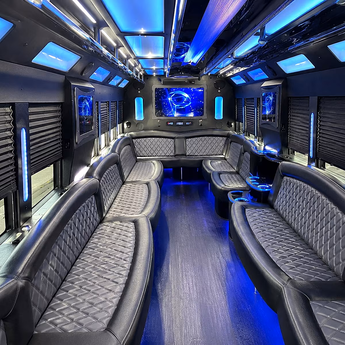 taylor 50 passenger party bus interior